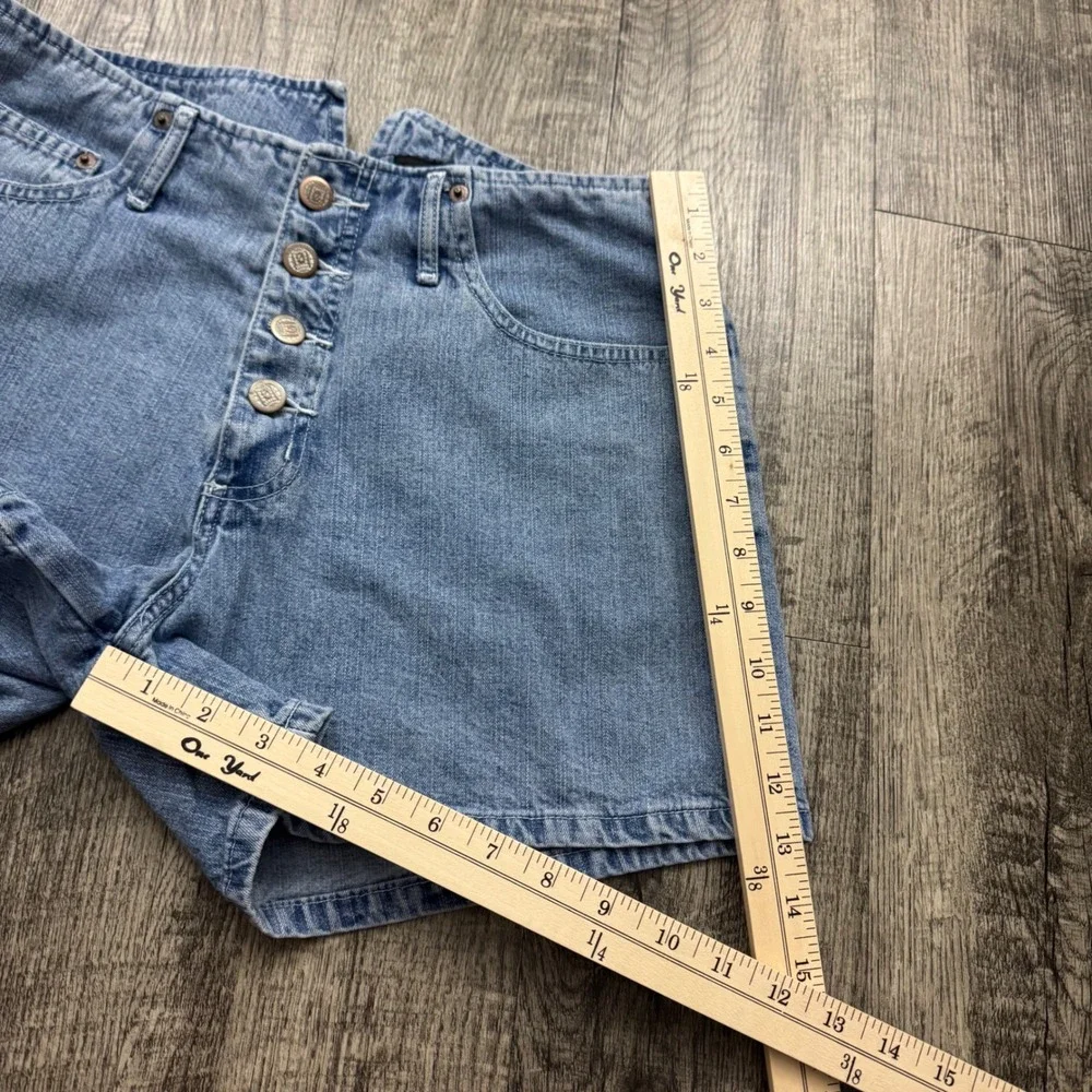 Vintage Y2K Lei L.e.i. Buckle Back Button Fly Denim Shorts Light Wash Juniors 9